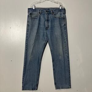 Levi’s 505 Slim Straight Fit 5 Pocket Distressed Casual Blue Jeans Men’s 36x30